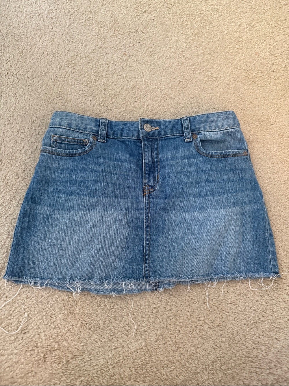 Classic Blue Denim Mini Skirt with Raw Hem